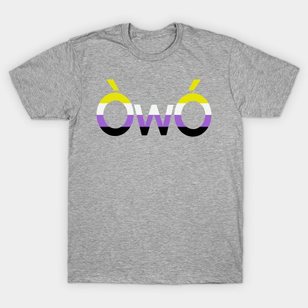 ÒwÓ nonbinary angry owo pride emoticon T-Shirt by Skrayer1219